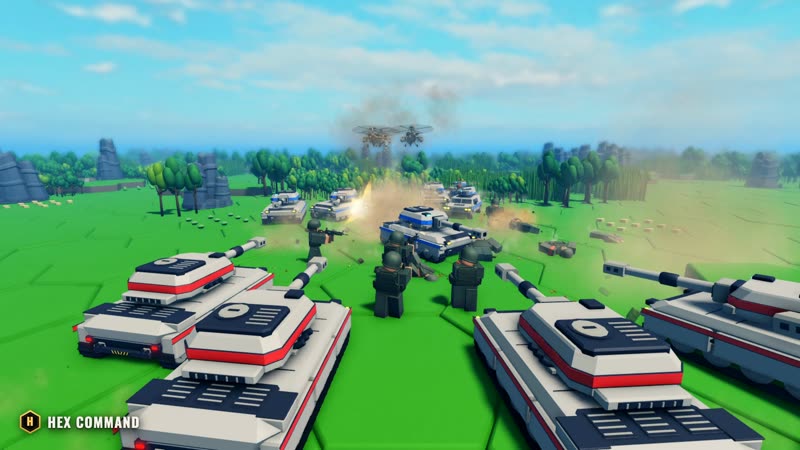 Heavy Tanks firing at close range on Riverlands, seen at ground level